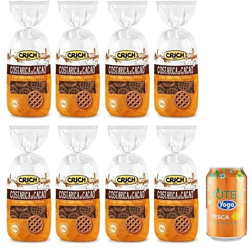 8er-Pack Crich Kekse Costarica al Cacao Kekse Biscuits Kakaokekse,1Kg Beutel + 1er-Pack Kostenlos Yoga Eistee Pfirsich 330ml Dose