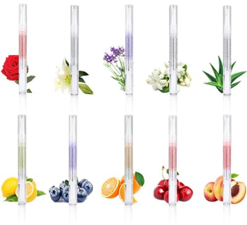 Veroa 10Pcs Cuticle Oil Pen,for Cuticle Care Mixed Flavors Natural Ingredients Nail Oil Pen,With Soft Brush Prevent Dry Cracking and Hangnails Cuticle Oil for Nails,Vegan