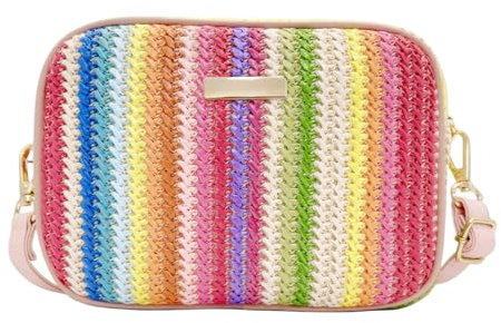 ModaBay Stroh Crossbody Bag Kleine gewebte Geldbörse für Frauen Süße Strand Schultertasche Handtasche 2024 Frühling Sommer Trendy, Rosa, S, Rose, S, Strohhalm