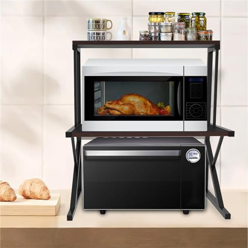 Homewell Support De Four à Micro-Ondes, Etagere Pour Micro Ondes à Poser De Cuisine, Étagère Pour Four à 2 Couches Adapté Au Rangement De La Cuisine