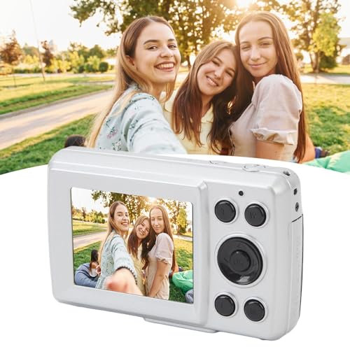 Digital Camera, 1080P Camera for Kids, 16MP Digital Point and Shoot Camera, 16X Zoom, Anti Shake, Compact Small Travel Camera for Girls Boys Student Teens (Silver Gray)
