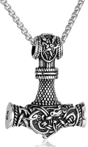 Collana Uomo, Collana Martello Thor, Collana Uomo Martello di Thor, Vichinga Mjolnir Ciondolo, Collana Acciaio Inossidabile Vichingo, Nordico Vichingo Runa Collana, Collana Amuleto Regalo per Uomo