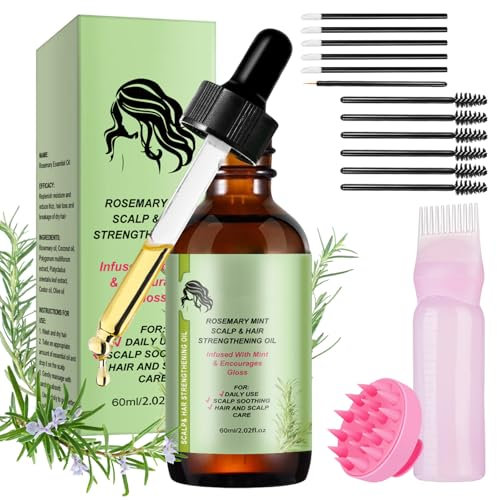 Rosmarinöl Haare, 60ml Rosemary Oil for Hair, Rosmarin öl für Kopfhaut und Haar, Rosmarinöl für Haarwachstum, Wachstum fördern, Nährt die Kopfhaut, Verbessert die Blutzirkulation