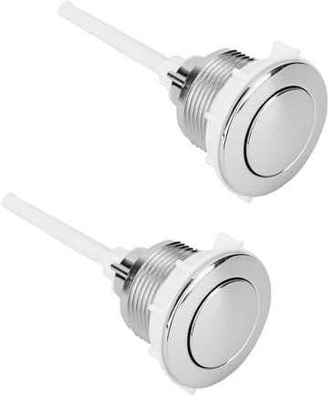 Miawtro 2-Pack Toilet Flush Button, 38mm Toilet Push Button Flush Replacement with ABS Material, Silver Flush Button Easy to Install and Durable, Suitable for Home, Office, Hotel