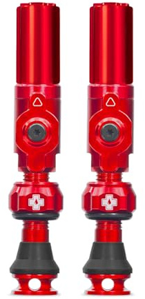 Muc-Off Big Bore Hybrid Tubeless Valves, Red, 30mm | Maximum Air Flow CNC Aluminium Valve System, Coreless Design for Presta Rims, Fast Inflation and Sealant Fill