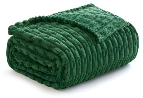 MIULEE Kuscheldecke Flauschig Fleecedecke Decke Tagesdecke Sofadecke Flanell Einfarbig Wohndecken Warm Weich Überwurf Mikrofaser Blanket Für Bett Sofa Schlafzimmer 60x80 Inch 150x200 cm Dunkelgrün