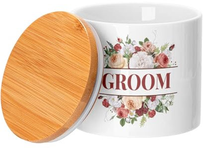 Fabulous Keramiktopf mit Deckel Bambus - Braut Brautblume Blumenstrauß - 473 ml (16 oz) - Topf