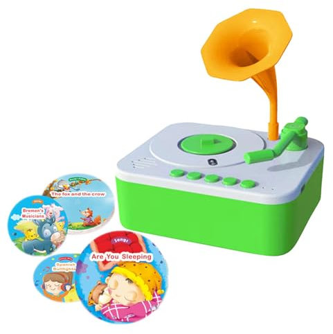 Tocadiscos de juguete, tocadiscos para niños,Juguetes musicales Narrador Gramófono | Sensory Toys Tocadiscos de gramófono con 96 tarjetas, juguetes educativos, juguetes para niños pequeños, actividade