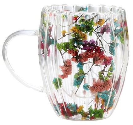 Taza única de flores secas - Taza de cerámica con diseño floral elegante, taza de té con flores preservadas | Taza de flores de larga duración multifuncional para regalos, decoracion