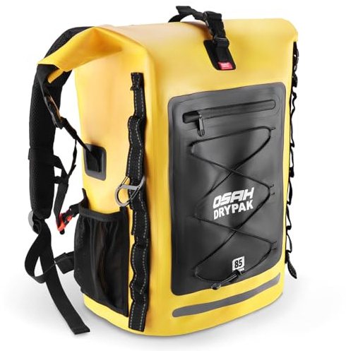 OSAH DRYPAK Wasserdichter Rucksack – 25L/35L/55L/85L Dry Bag Rolltop Outdoor Backpack mit Robustem Rollverschluss und Reißverschluss für Reisen, Kajakfahren, Bootfahren, Camping, Rafting und Angeln