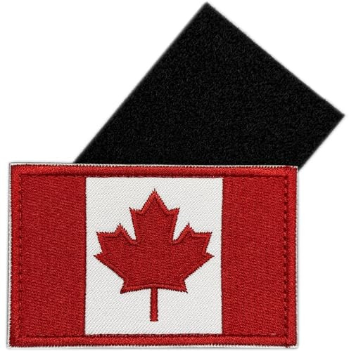 Patch Canada Scratch Drapeau Canadien Brodé | Ecusson Militaire Feuille d'Érable | Rouge Blanc 8x5 cm