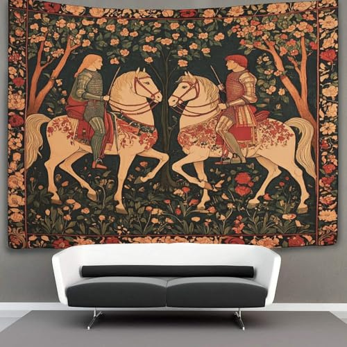 kaiyun Mittelalterlicher Ritter Tapisserie-Wandbehang, zu horse Wandteppich Für Schlafzimmerdekoration,Geburtstagsfeier Oder Gartenkulisse 180cmx230cm
