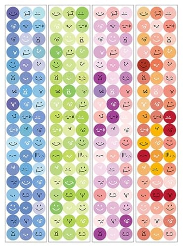 PYEUIFT 216 Stück Aufkleber Smiley Kinder Aufkleber Stimmungsaufkleber 1,9 cm für Belohnungstafel Verhalten Kalender der Lehrer