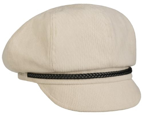 Seeberger Uni Fine Cord Ballonmütze Schirmmütze Schildmütze Newsboy Cap Damen - mit Schirm, Futter Herbst-Winter Winter - One Size beige
