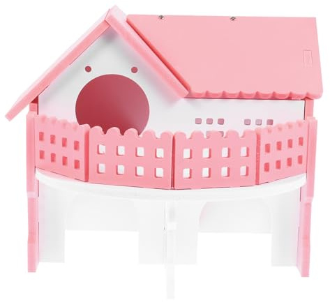 BESTonZON Doppelstöckiges Hamsterhaus für Kleintiere Hamstervilla mit Plattform und Balkon Spielhaus als Versteck für Hamster Mäuse und Andere Kleine Tiere
