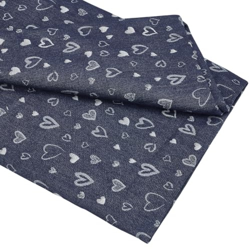 NBEADS 91.44x186cm Jacquard Denim Stoff Blauer Denim Stoff, Aus Baumwolle Mit Herzmuster Kleidungszubehör Für Jeansjacken Basteln Nähen Quilten Heimdekoration