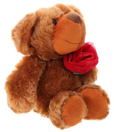 UPKOCH Romantic Plush Bear with Rose Embellishments Valentine's Day Stuffed Animal for Girlfriend Mom Lover Soft Collectible for Birthday Wedding Cute Valentine S Day Bear for Her