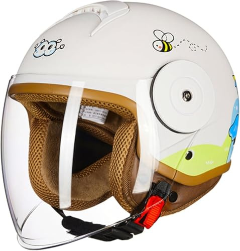 Demi-Casque De Moto Électrique pour Enfants, Casque Ouvert pour Enfants De 2À 14Ans, Casquette pour Garçons Et Filles Demi-Coque Approuvée par La ECE F,48-58CM