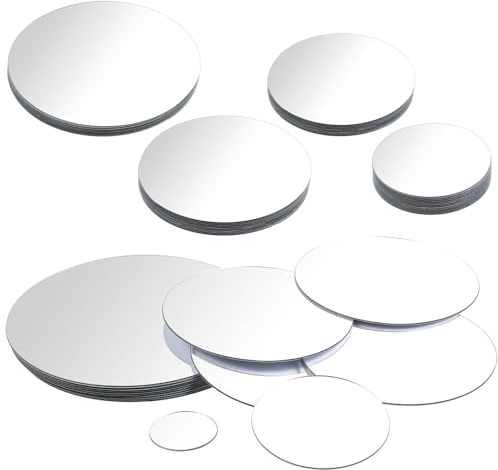 50 Stück Selbstklebende Acryl Spiegel Klein 4 Größen Mini Spiegel Rund Bruchsicher Selbstklebend DIY Wandspiegel Dekospiegel für Heimdekoration Zuhause Wohnzimmer Schlafzimmer (2.5/5/7.5/10 cm)