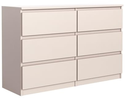 MebLocker Kommode 100 cm, 6 Schubladen, Kaschmir | Sideboard, Wohnzimmer Flur Schlafzimmer, Moderne Schlafzimmermöbel, Kommodenschrank 100x78,5x39 cm