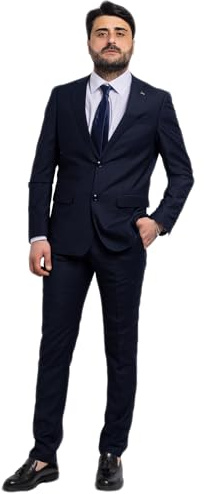 Abito Uomo Matrimonio Primavera Estate Vestito Completo Cerimonia Elegante VEQUE (IT, Numero, 48, Regular, Regular, Blu)