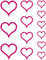 Samunshi® Herzen Autoaufkleber Set 'Outline' 869 6x3,5cm+4x5cm+3x7cm pink
