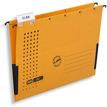 ELBA Hängetasche chic für A4, aus Karton, mit Leinenfröschen, gelb, 25er Pack