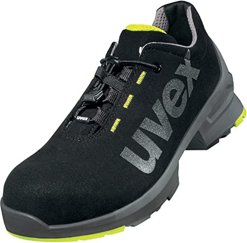 Uvex 1 Halbschuh, Sicherheitsschuhe S2 SRC, Arbeitsschuhe für Damen & Herren, Schwarz/Lime, Größe 43