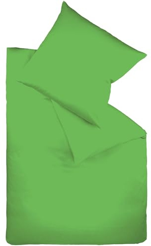 Fleuresse Uni-Colours Bettwäsche-Set, Mako Satin, 100 Prozent Baumwolle, Fb. grasgrün, 240 x 220 cm
