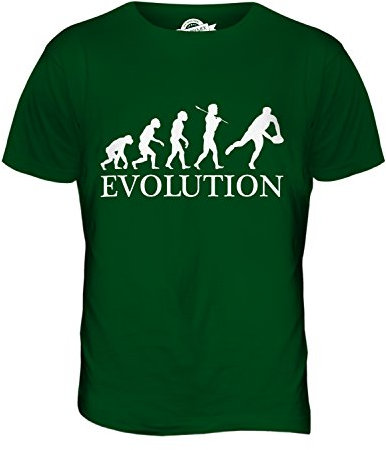 Candymix Rugby Evolution des Menschen Herren T Shirt, Größe 2X-Large, Farbe Flaschengrün