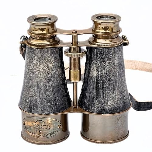 Antikes Fernglas, viktorianisches Fernglas, handgefertigt, poliertes Leder, 15,2 cm, Messing
