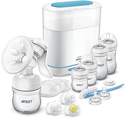 Philips AVENT Naturnah Starter Set: Babyflaschen-Set, Neugeboren, Silikon, Glas, klar, 4 Count