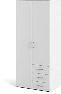 Kleiderschrank mit zwei Flügeltüren und drei Schubladen, Farbe Weiß, Maße 77 x 175 x 49 cm