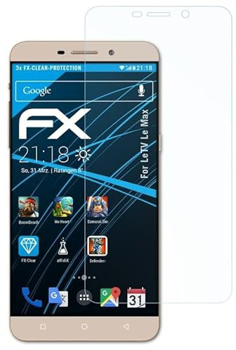 atFoliX Schutzfolie kompatibel mit LeTV Le Max Folie, ultraklare FX Displayschutzfolie (3X)