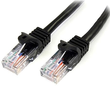 StarTech.com 10m Black Cat5e Patch Cable with Snagless RJ45 Connectors - Long Ethernet Cable - 10 m Cat 5e UTP Cable (45PAT10MBK)
