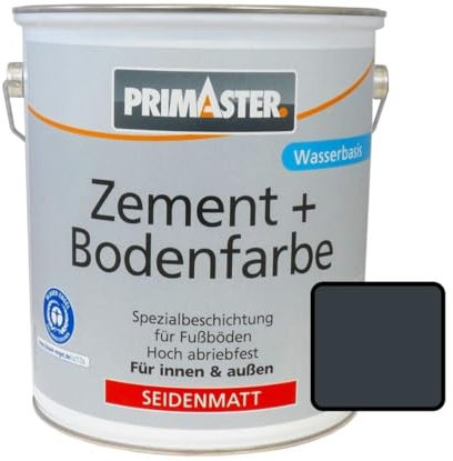 Primaster Zementfarbe und Bodenfarbe 2,5L Anthrazit Seidenmatt Betonfarbe
