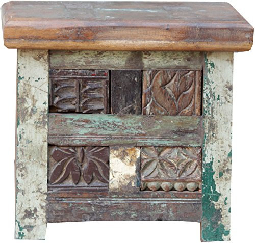 GURU SHOP Holztruhe, Holzbox, Kiste, Handgefertigt, mit Eingesetzten Ornamenten - Modell 12a, 36x40x36 cm