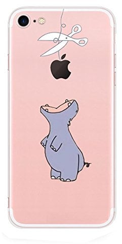 iPhone 6 6S Case,Shinetop Cute Cartoon Animal Pattern Clear Design Printed Transparent Soft TPU Bumper Case Rubber Silicone Gel Slim Fit Back Cover Protective Case for iPhone 6 6S 4.7-Purple Hippo