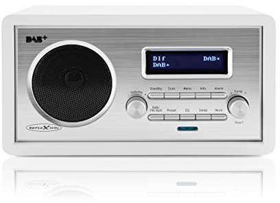 Reflexion HRA1255 Digital-Radio mit DAB+ und UKW Tuner im Retro-Design (Senderspeicher, Weckfunktion, AUX-Eingang, Kopfhörer-Anschluss), weiß