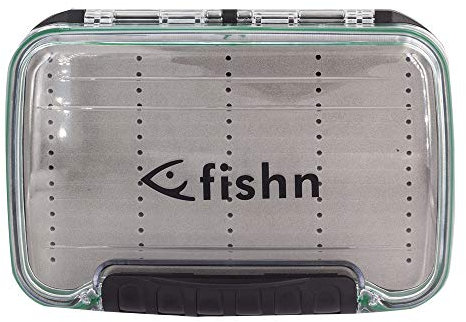 FISHN wasserdichte Köderbox - Blinkerbox - Blinkertasche für Spoons, Spinner, Blinker und Fliegen - doppelseitig (Blinkerbox wasserdicht L)