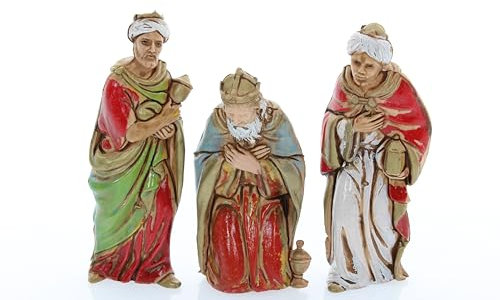 Moranduzzo Trío Reyes Magos para Belén de 8 Cm Escala 1:22 - Figuras de Belén Indestructibles - Estilo 700', Pintura Acabada a Mano, Producto Oficial, Escultor M. Landi