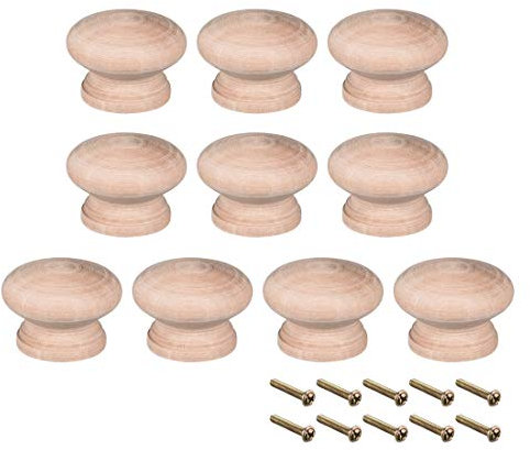 sourcing map Round Wood Knobs,10Pcs 45mm Dia Cabinet Furniture Kitchen Pulls Handles for Drawer Cupboard, Wood