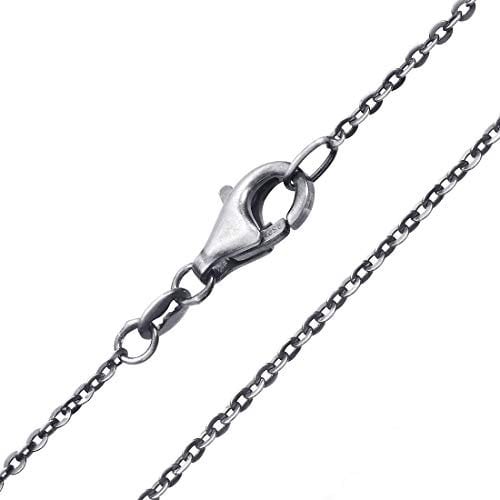 MATERIA 925 Silber Halskette für Frauen Herren - feine Ankerkette 1,2mm Kette 60 cm antik oxidiert K96-60