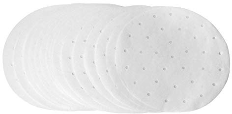 BremerLuft 100 fogli di carta Dim Sum Ø 23 cm come base per vaporizzatori di bambù, friggitrice ad aria calda, cottura a vapore, Airfryer Liner, antiaderente, carta da forno rotonda in bambù perforata