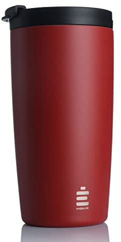 HYDRATE Travel Mugs, Reusable Coffee Cup Travel with Leak-Proof Lid, Multiple Colours, Stainless Steel Thermal Vacuum Coffee Mug for Hot and Cold, Insulated, Easy-Clean 500ml (Red)