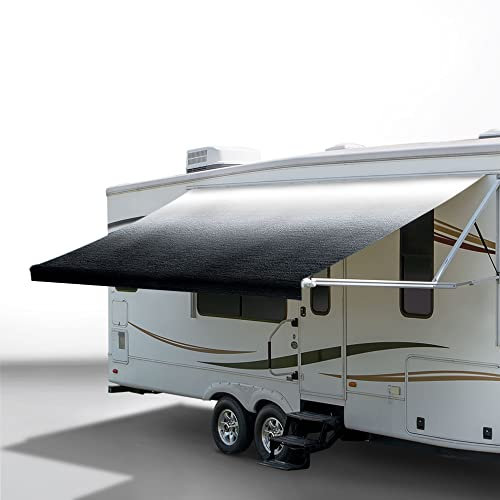 RecPro Wohnmobil-Markisenstoff | 4,5 m Camper Vorzelt | Anthrazit | 2,4 m Länge Wohnmobil-Markise Ersatz | Premium-Vinyl (4,8 m, anthrazitfarben)