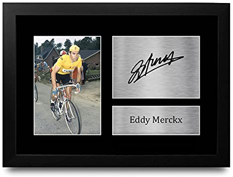 HWC Trading FR A4 Eddy Merckx Gifts Autogramm, gedruckt, signiert, für Radfahren, Memorabilia-Fans – A4 gerahmt