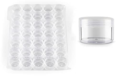 TIANZD 105 Pièces Vides Petit Rond Pot en Plastique Transparent 5 ml avec Couvercle, Cosmétique Pots de 5 g pour des Produits Cosmétiques D'art D'ongle D'échantillons Contenant