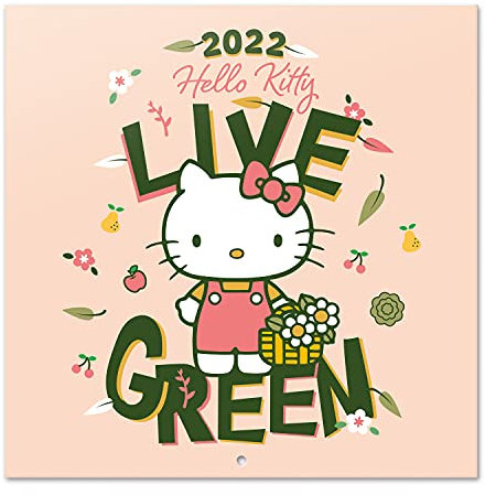 Grupo Erik Hello Kitty Kalender 2022 Wandkalender 2022 Groß für 12 Monate mit Geschenk Poster