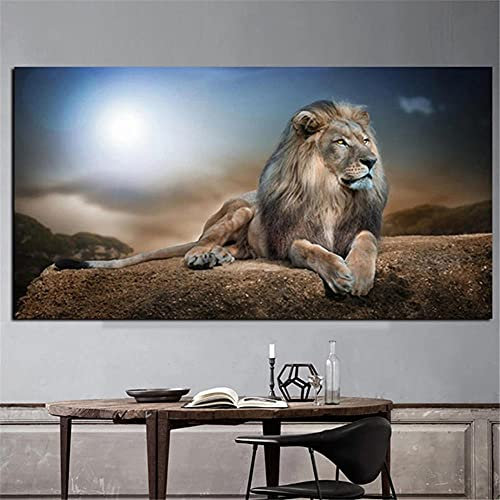 Yimze Diamant Painting Bilder Erwachsene Anfänger Löwe DIY 5d Diamond Painting Full Round Drill Kit Strass Stickerei Cross Stitch Arts Craft für Home Wand Decor(40x120cm/16x48in Round Drill)
